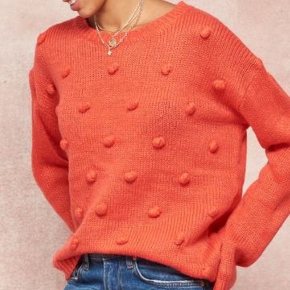 Three Cheers Pom-Pom Knit Loose-Fit Sweater - Picture 2 of 8